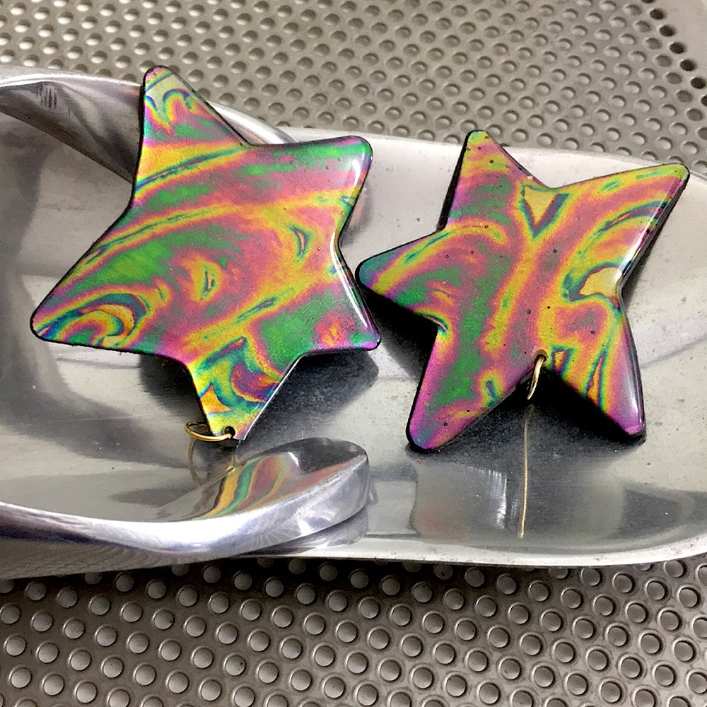 🖤Big Star clip earrings - Picture 3 of 17